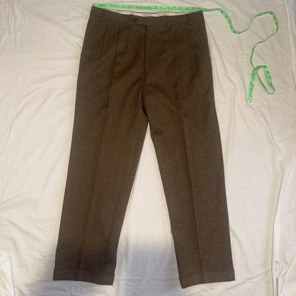 Canali Dress Pants Brown Wool Size 34x40 Office Corporate Date Night